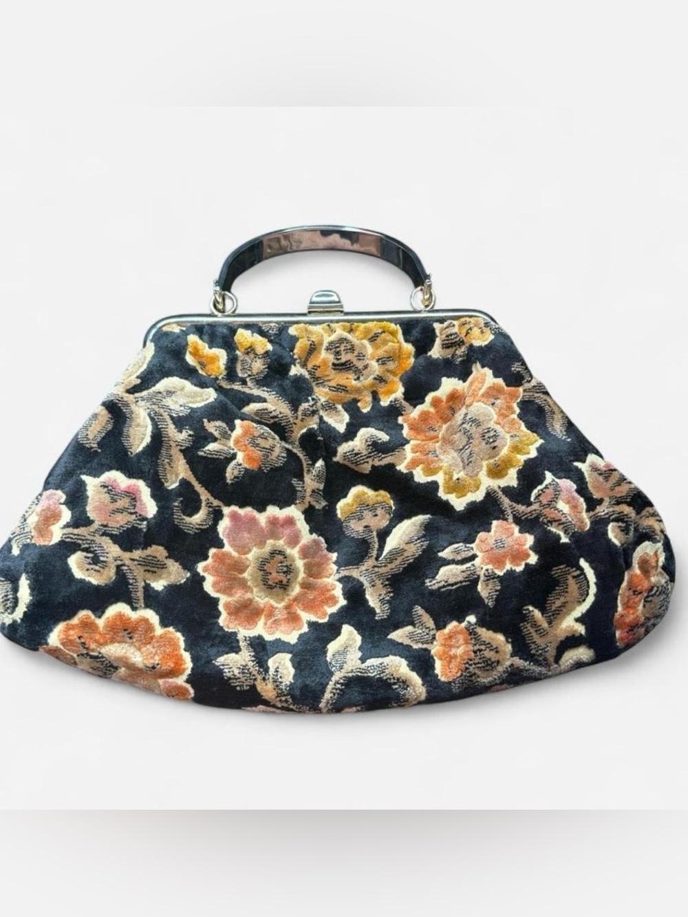 Vintage Floral Carpet Bag with Tortoiseshell Handle J.R.